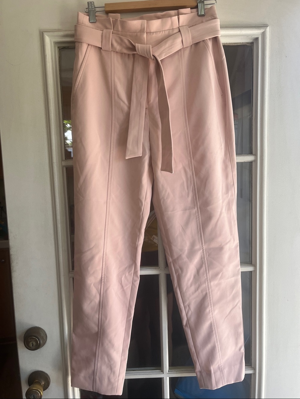 White House Black Market Dusty Blush Straight-Leg Paperbag Pants